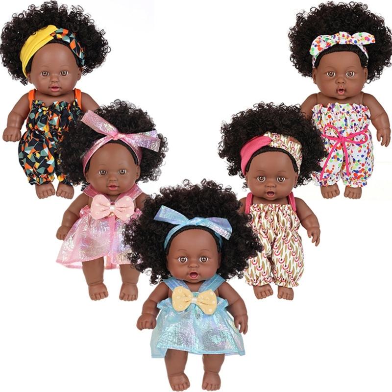 8inch Soft Reborns African Doll For Children's Daily Comforting Imaginative Pretend Play Parenting Game Collectible Toy