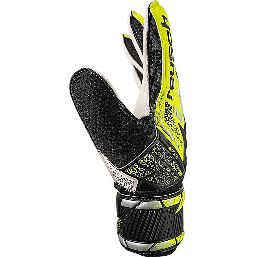 Reuch Attract Solid Junior Soccer Goalkeeper 25SS Yellow 5 5562515 Gloves, Keyte, [5562515-7752] [7752] Black/Safety