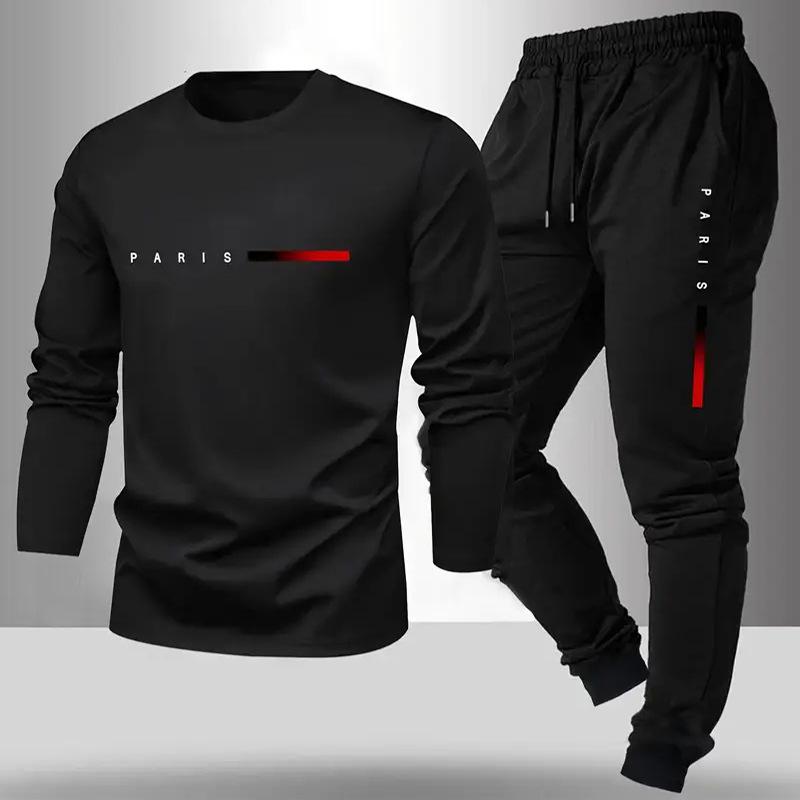 

Spring 2026 3D Long Sleeve & Pants Versatile Casual Two-Piece Set XL чёрный