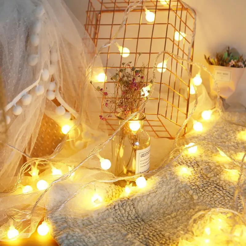 Battery Power LED Ball Garland Lights Fairy String Waterproof Outdoor Lamp Christmas Holiday Wedding Party Lights Decoration