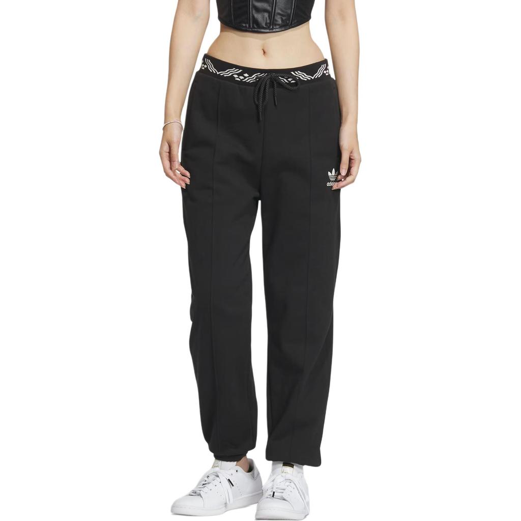 adidas Originals X Feifei Ruan Collaboration FW23 Fleece Pleated Drawstring Knit Sports Pants Women Bottoms Black IX4239