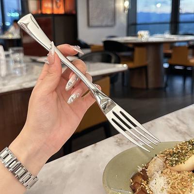 Dinner Fork Stainless Steel Dessert Salad Forks Western Food El Steak Fork With Long Handle Tableware For Kitchen Party