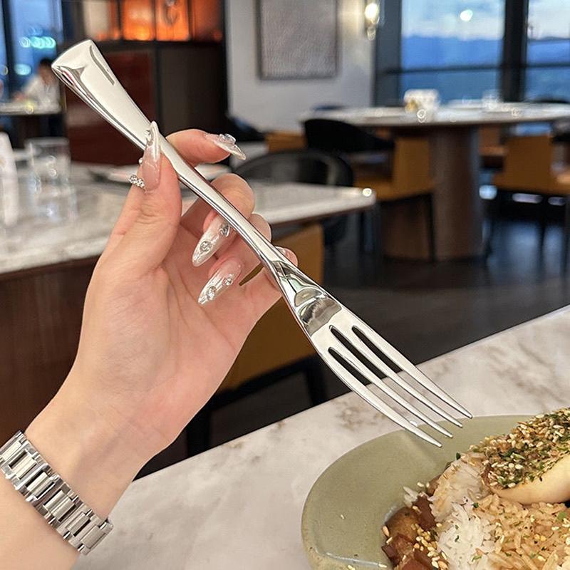 Dinner Fork Stainless Steel Dessert Salad Forks Western Food Hotel Steak Fork With Long Handle Tableware For Kitchen Party