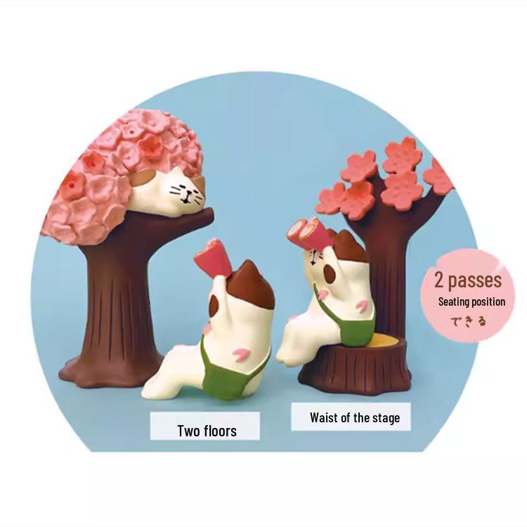 Japanese Zakka Cat Cherry Blossom Season Figure - DIY Resin Craft Gift Ornament