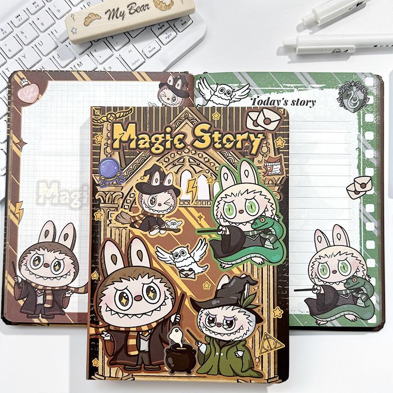 

Magic Labub A5 Notebook Full Color Hard Shell Book Cute Cartoon Hand Ledger Student Notebook Diary