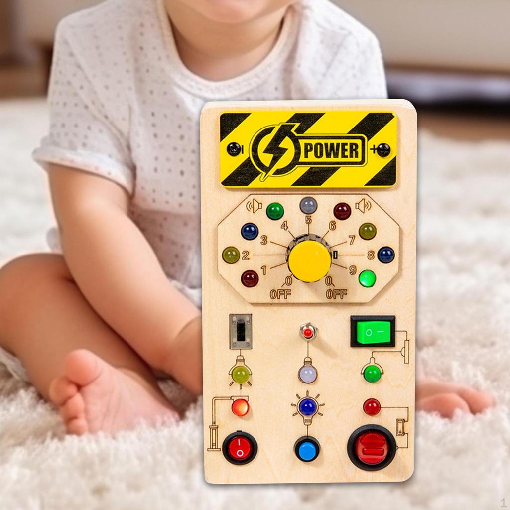 Light up Busy Board Sensory Travel Toy, Fine Motor Skills, Switch Toy Circuit for