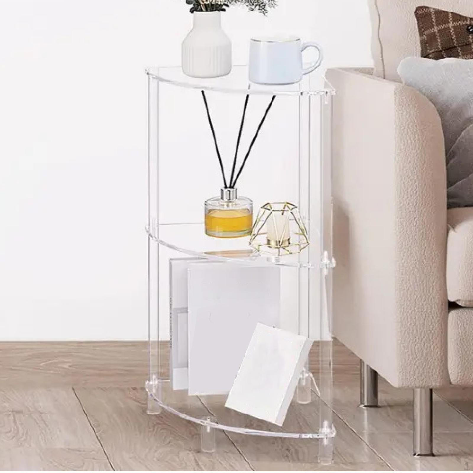 Acrylic Corner Side Table Shelf Bedside