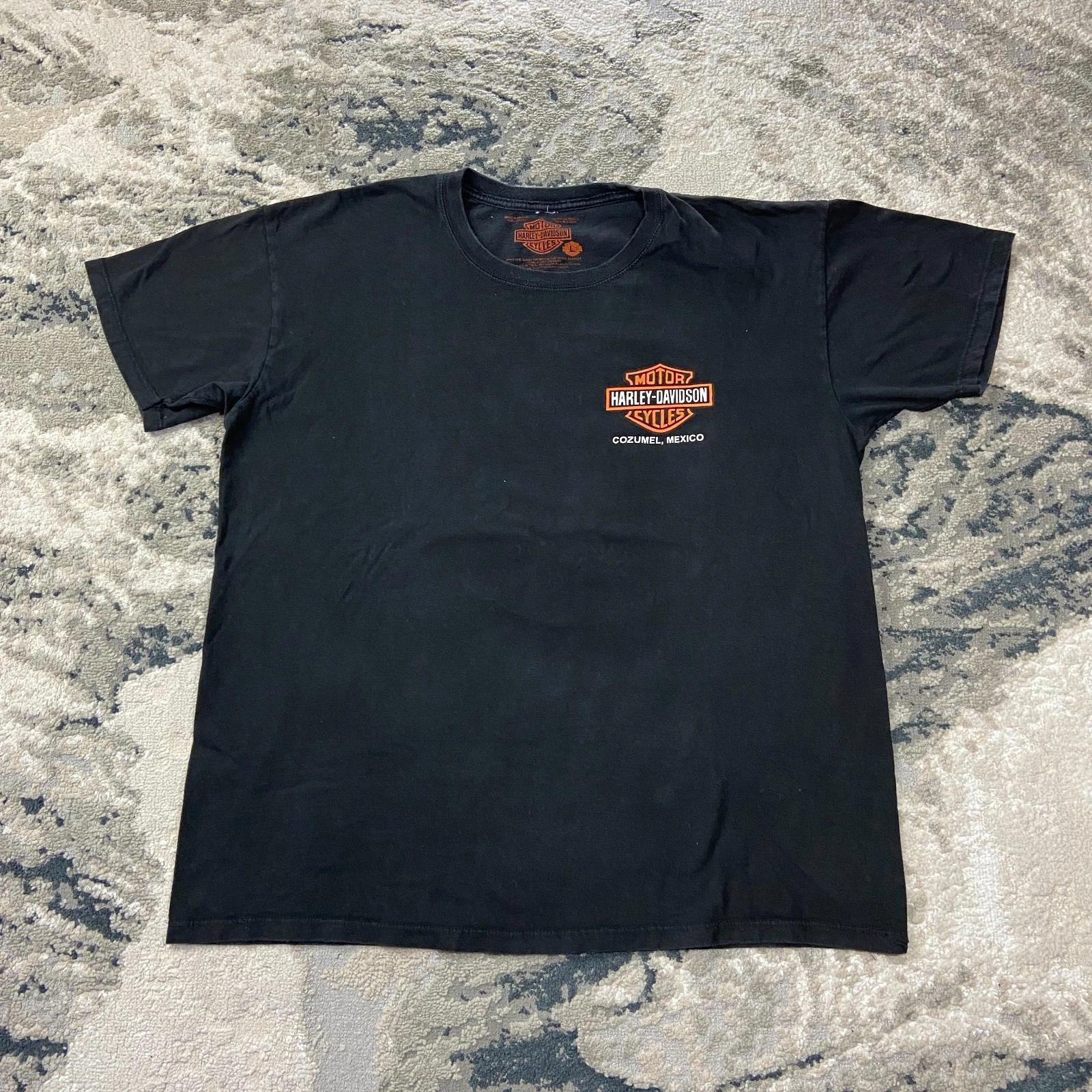 Harley-Davidson Vintage Y2K Cozumel Mexico T Shirt Sz L Black Graphic L