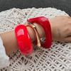 IngeSight.Z 3 Style Punk Red Acrylic Resin Chunky Bangles Women On Hand 2025 New Geometric Wide Metal Bracelet Aesthetic Jewelry
