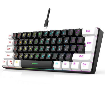 Wired RGB 61-Key Mini Gaming Keyboard - Compact, Mechanical Feel for Office and Portable Use