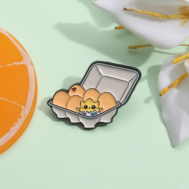 Cartoon Egg Enamel Pins Anime Brooches Metal Backpack Clothing Lapel Badge Jewelry Gifts For Kids Friends