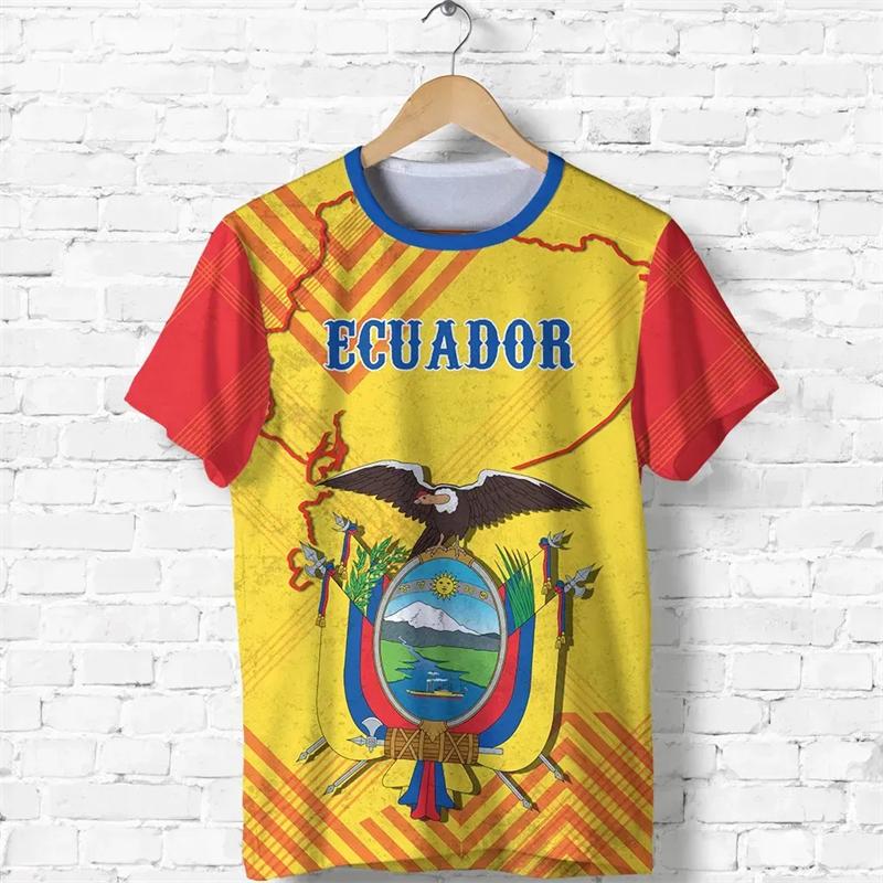 Hip Hop T Shirts Men Women Ecuador Flag Casual Tee Shirt Ecuadorian National Emblem 3D Printed Breathable Short Sleeve Gym Tops