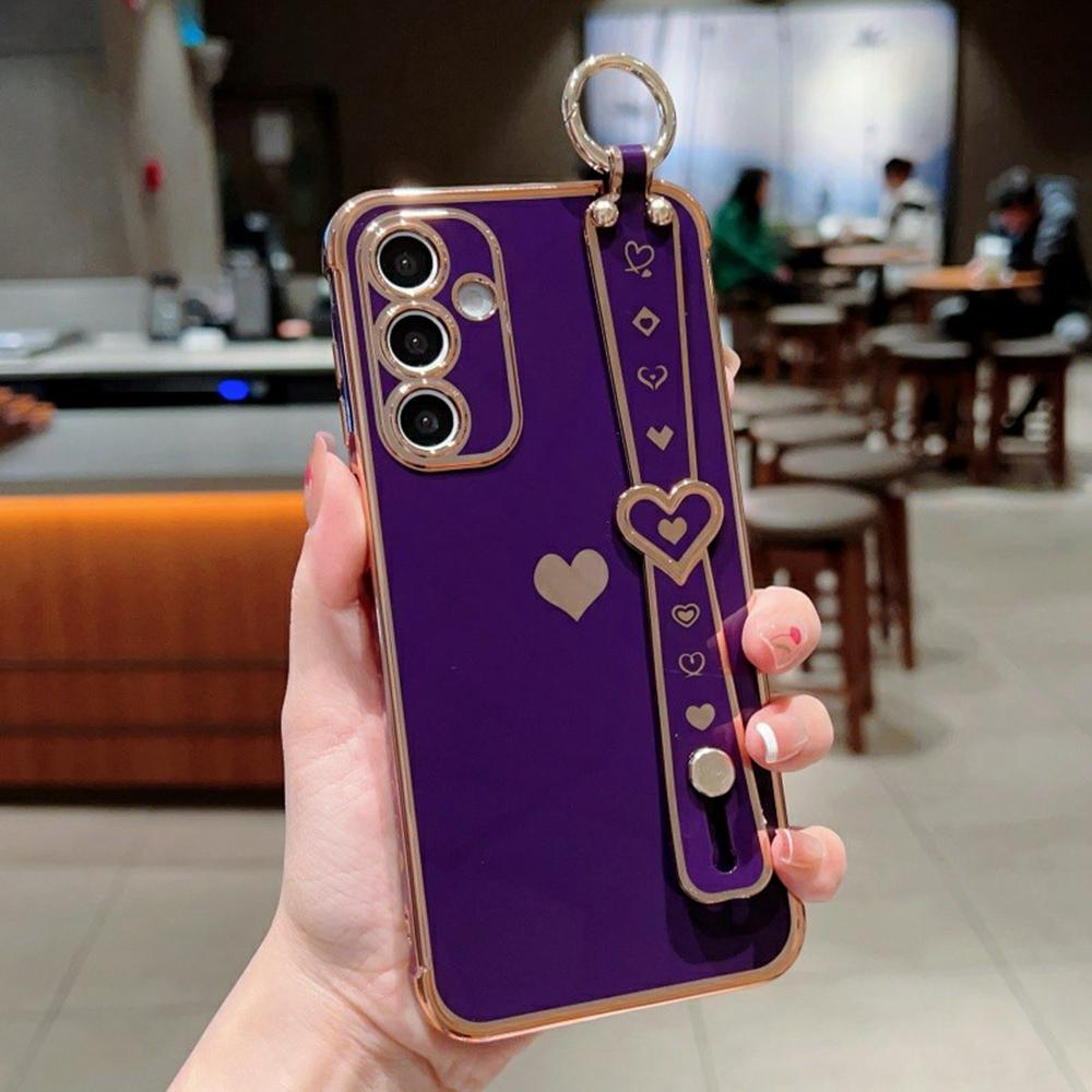 Für Samsung Galaxy A16 5G/A16 4G Hülle Armband Ständer Liebesherz TPU Handyhülle Fingerhalter