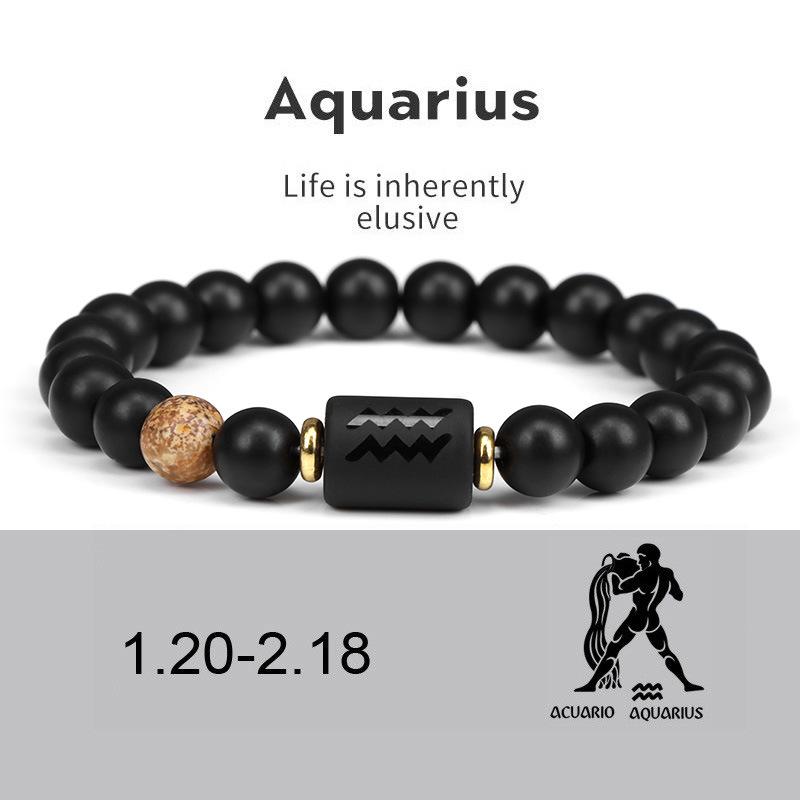 

1 шт. Браслеты с 12 знаками зодиака для мужчин и женщин, эластичный браслет из натуральных камней, представляющий подарок на День святого Валентина, день рождения 18cm