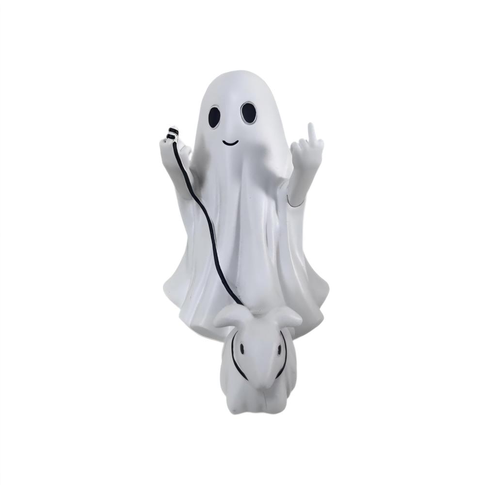 1 Halloween Ghost Holding a Dog Figurine Ornament with Wreath / Without Wreath Style, Cute and Quirky Style, Home Desktop Holiday Atmosphere Dec