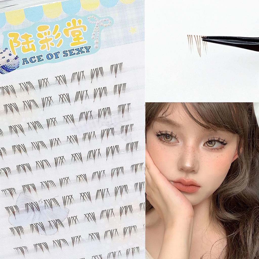 Brown Lower Segmented Eyelashes Woman DIY Bottom Eyelashes for Daily Party Traveling Makeup