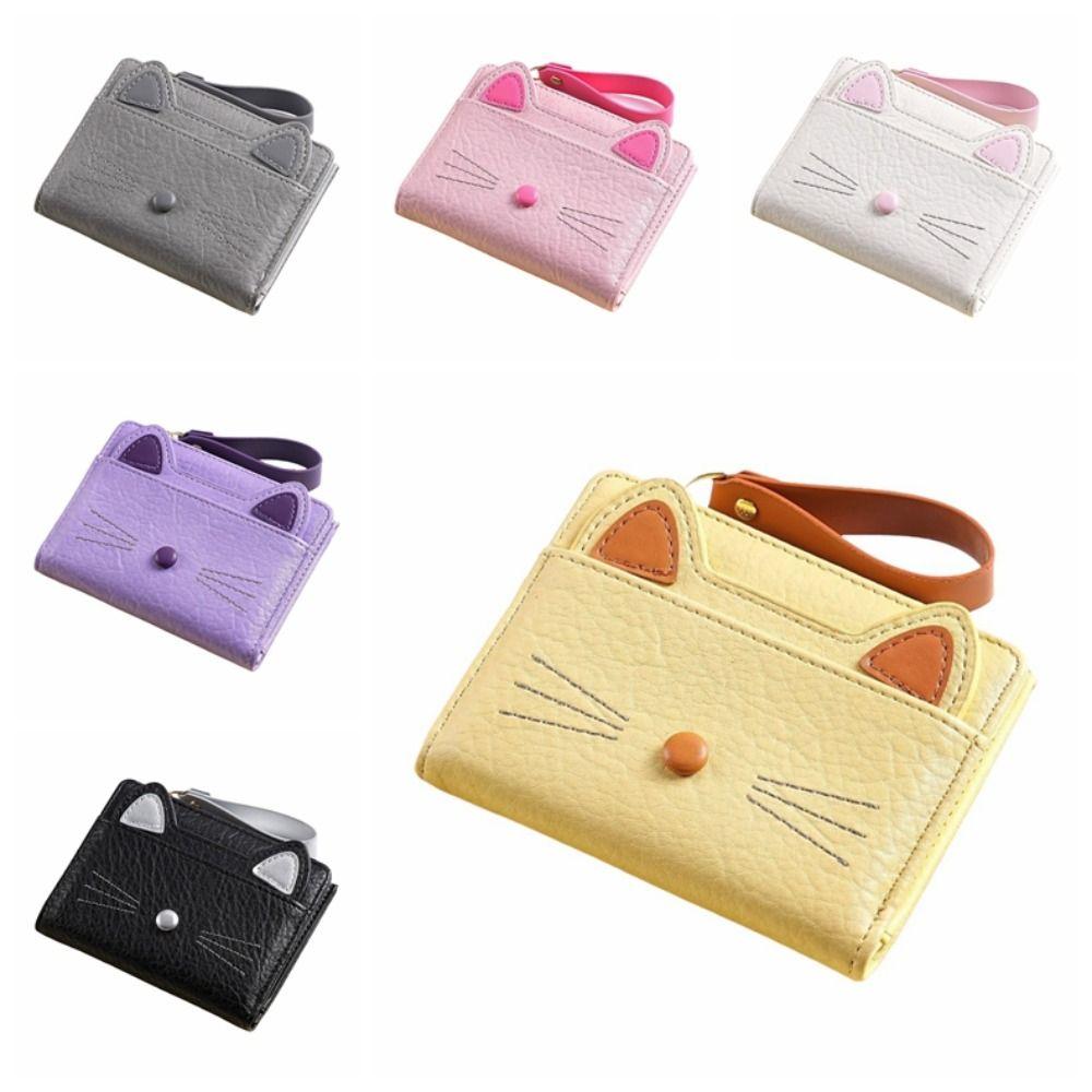 Multi Card Position Cat Wallet Zipper Student Card Coin Purse Portable Cartoon Wallet  Girls