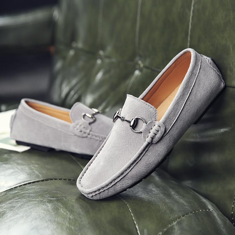 38-47 Big Size Men Shoes Casual Leather Suede Shoes Mens Loafers Fashion Slip On Footwear Male Flats Driving Shoe Soft Moccasins