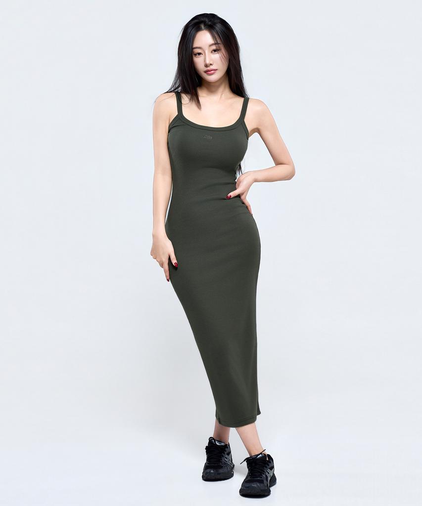Pijikeolgameoncheu P5072 Symbol Ribbed Long Dress [Charcoal]