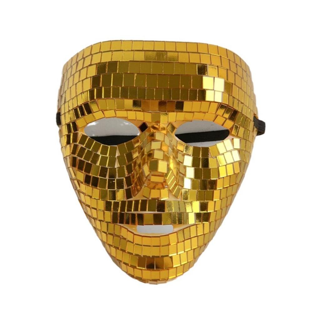 Male Adult Ball Glitter Mirror Face Mask Masquerade Home DJ Decor Simple Night Club Mask  Gift