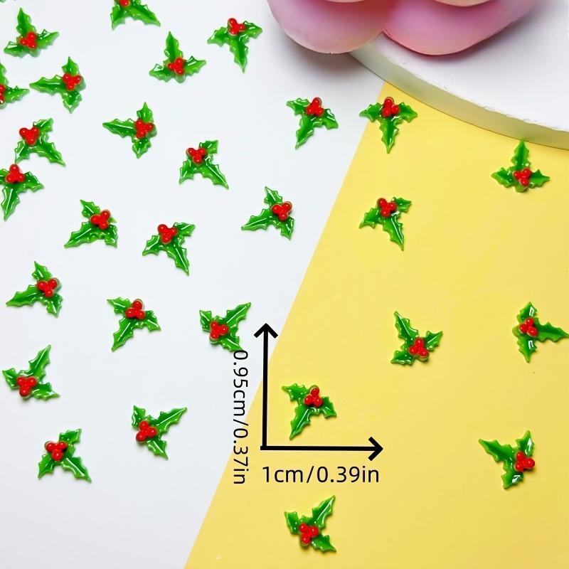 30/60pcs Christmas Leaf Nail Art Decorations Festive Glitter Accessories Manicure and Pedicure Holiday DIY Nail Design Supplies