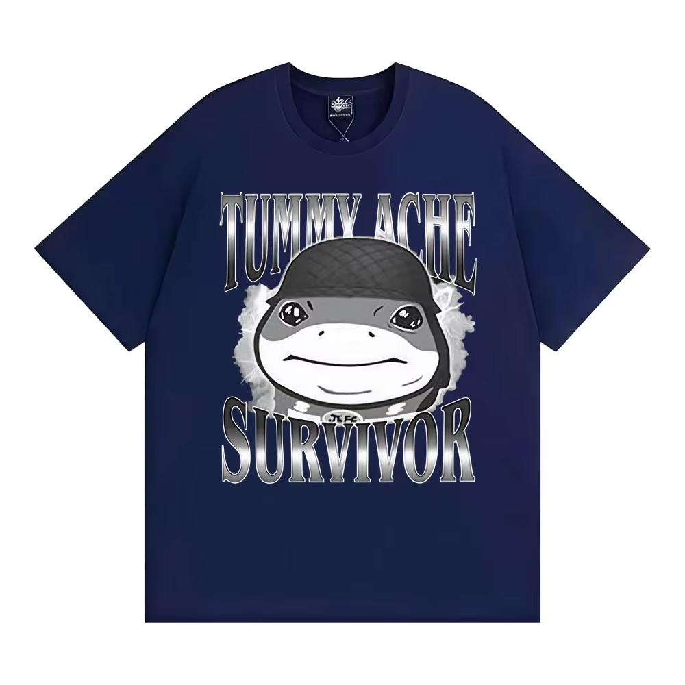 Funn Tummy Ache Survivor Jeff The Land Shark Helmet Meme T Shirts Men Women Fashion Humor Vintage Short Sleeve Oversized Tshirt