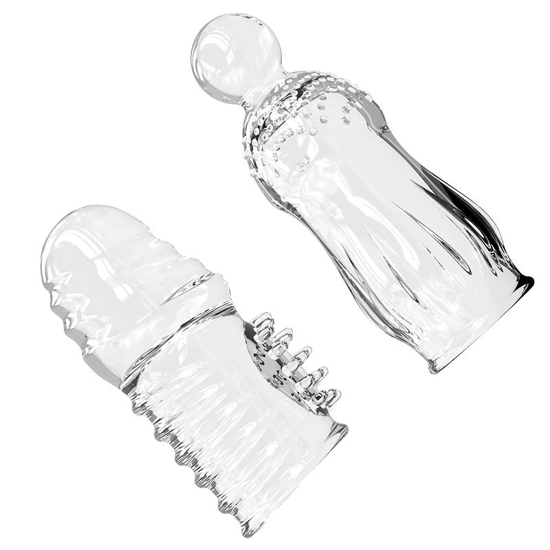 Reusable Penis Extender Cock Rings Delay Ejaculation Penis Condoms Dick Sleeve Glans Cover Enlargement Sex Toys For Men