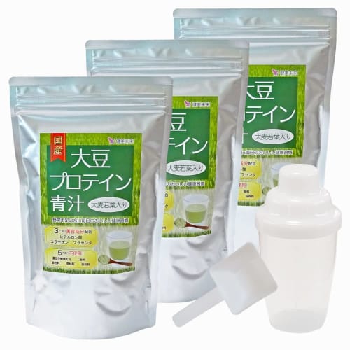 

Kenbi Mirai Domestic Soy Protein Green Juice with Barley Grass, Protein Powder, 300g, Formulated with Placenta, Collagen, and Hyaluronic Acid (3 packe