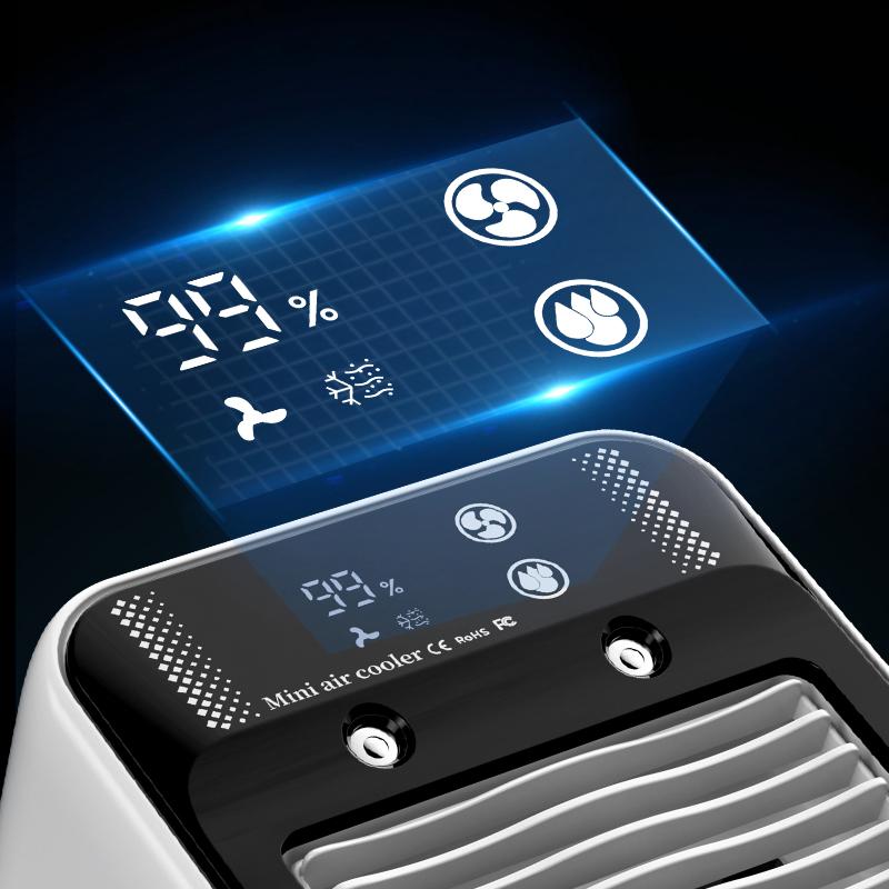 Portable Mini air Conditioner Desktop Fast Water-Cooled Electric Fan Double Jet Ultrasonic Atomization 2 Speed Silent Air Cooler