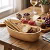 Boat Outline Fruit Bowl Wooden Snack Container Wood Grain Food Platter  Vegetable Salad