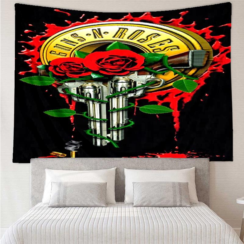 Guns Rock Band Artwork Tapestry, Unique Design Tapestry, Wall Decor for Bedroom,Livingroom, Playroom,Heartwarming Fan Holiday Gifts