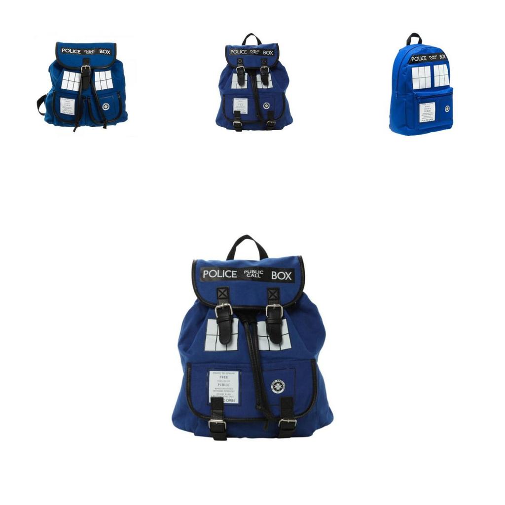 Doctor Who Tardis Canvas Backpack Stylish Shoulder Bag Large Capacity Slouch Purse