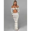 Long Sleeve Neck Hanging Dress Set Long Sleeves Halter Top Bodycon Dress Suit