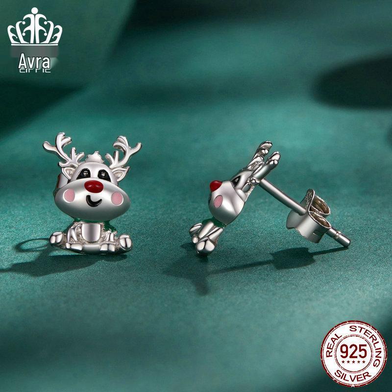 Everlove Christmas Reindeer Sterling Silver Stud Earrings for Women - BSE920