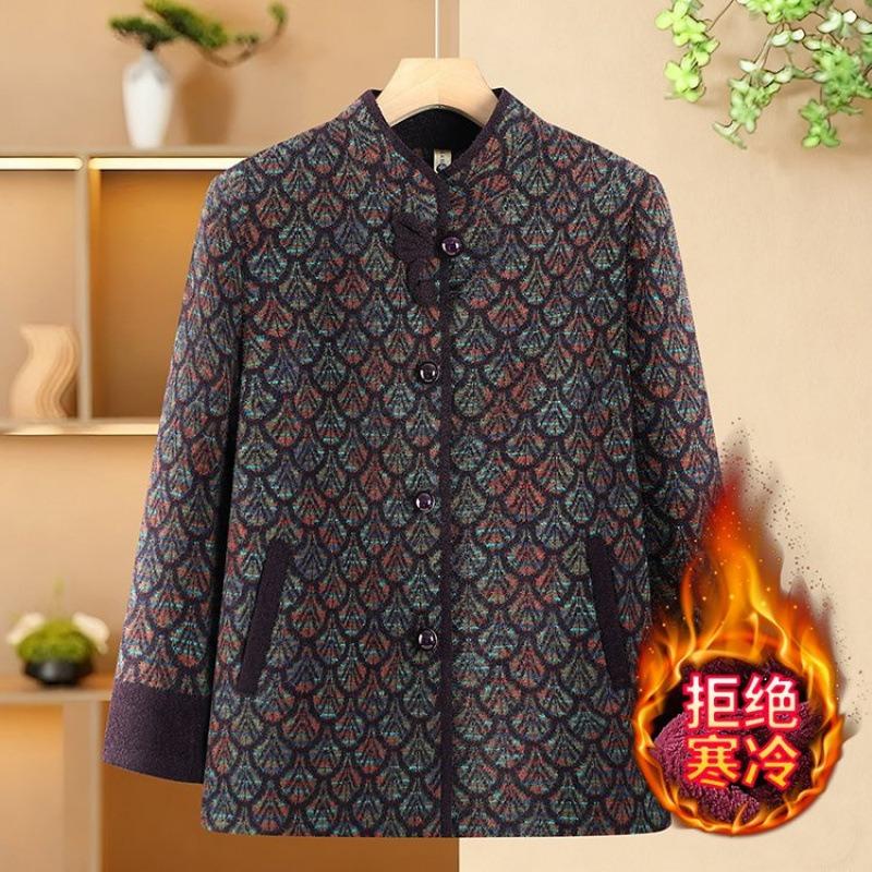 

Wool jacket women s autumn and winter plush thickened top clothes 5XL [recommended 150-80kg]