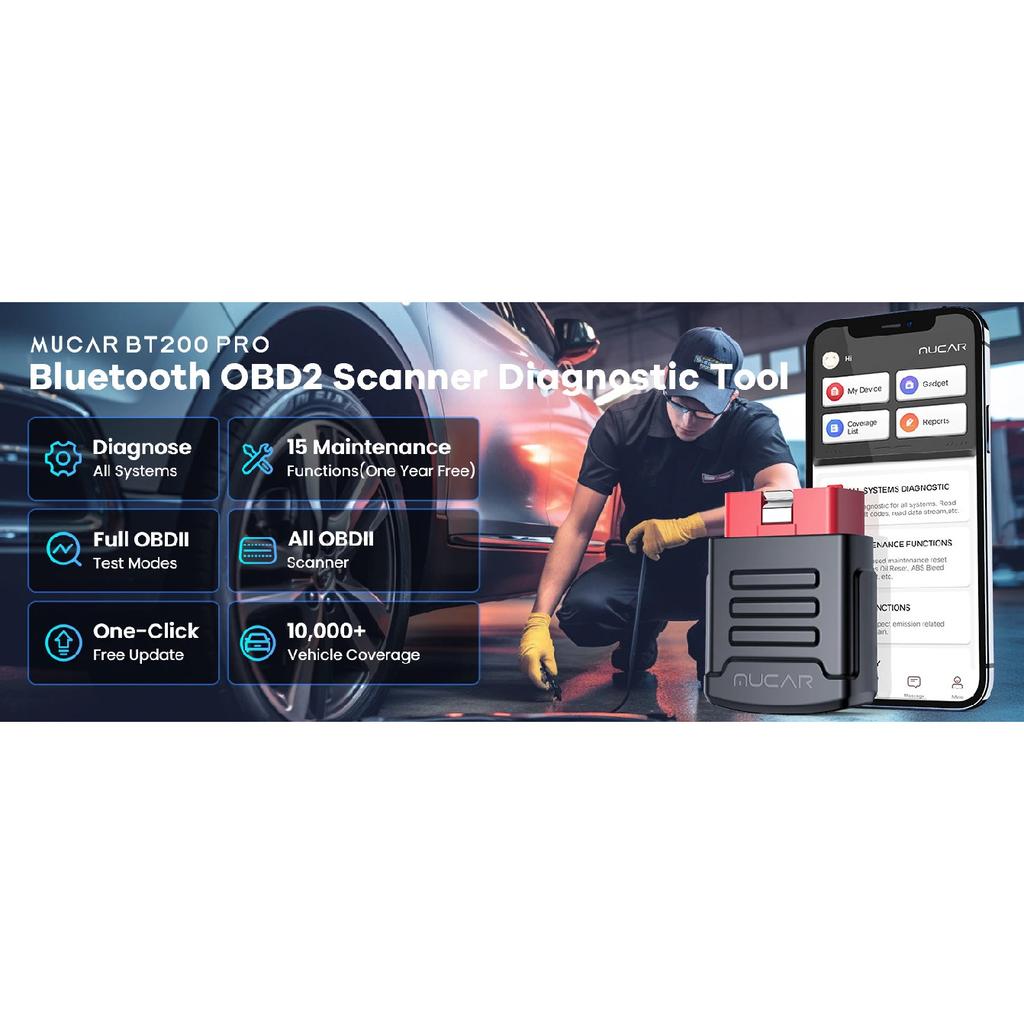MUCAR BT200 BT200 PRO Auto-Scan-Tool OBD2 Diagnose-Tool Vollsystem-Diagnose-Scanner für alle Autos 15 Reset-Code-Leser