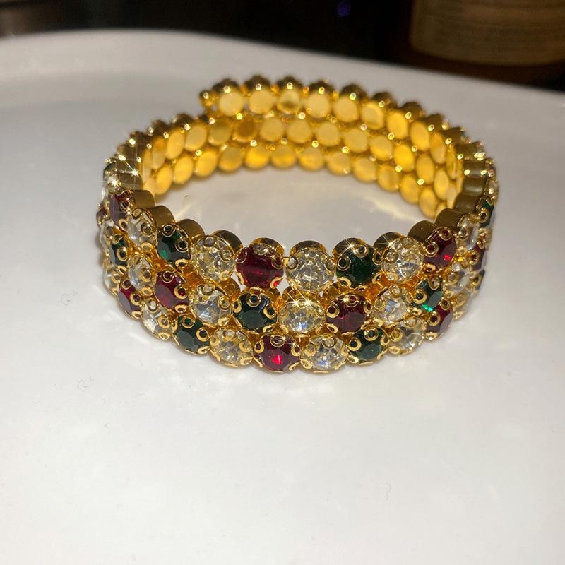 Изысканный французский ретро браслет-манжета с цирконами и кружевом, покрытый золотом