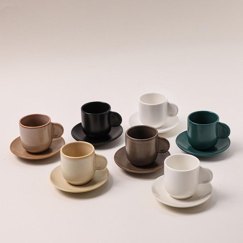 OLOEY Glazed Ceramic Espresso Cup & Saucer Set