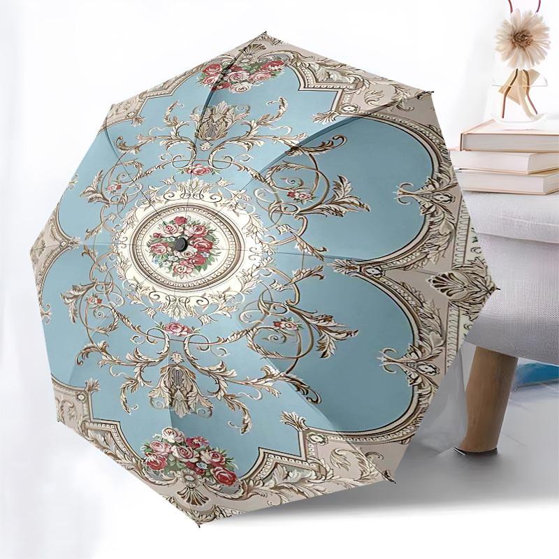 1PC Victorian Floral Umbrella-8-Rib Reinforced, Automatic Open, Lightweight & Durable, Fashion Accessory for Outdoor, Beach L0335