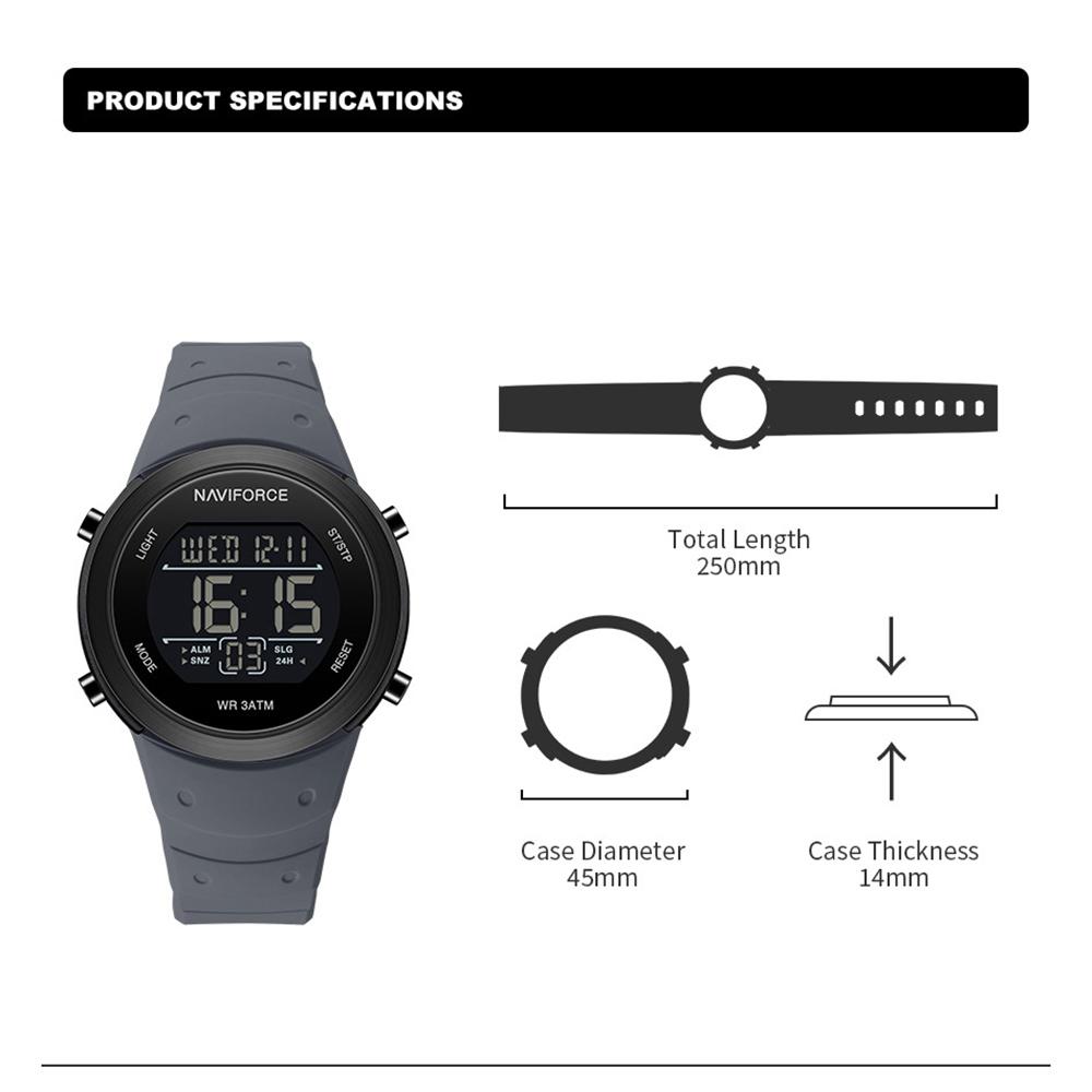 Naviforce Men's Boy Digital Watch Date Day Chronograph Silicone Strap Night Pattern Waterproof Outdoor Casual Sports Men's Boy Watch NF9246