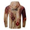 Halloweenská pánská volná mikina s kapucí s potiskem potřísněným krví