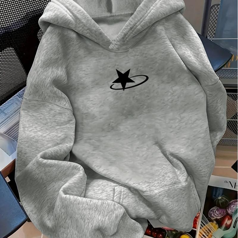 Women'S Stylish Hooded Sweatshirt with Star Line Circle Print, Fashionable And Easy for Spring And Autumn, Versatile Long Sleeve