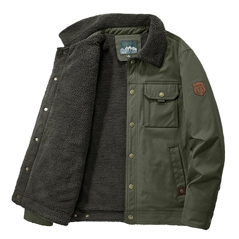 Autumn Winter Men Fleece Thick Warm Jacket Men Casual Windproof Coat Men Outwear Outdoor Fur Collar Jacket Men