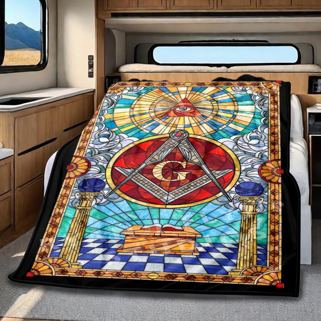1PC Freemason Home Suitable All Seasons Soft Comfortable Blanket Sofa Office Travel Home Use Great Gift Idea