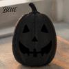 Matte Black Resin Statue Halloween Pumpkin Figurine Spooky Face Sculpture Festival Display Ornament Gothic Tabletop Centerpiece for Home Table