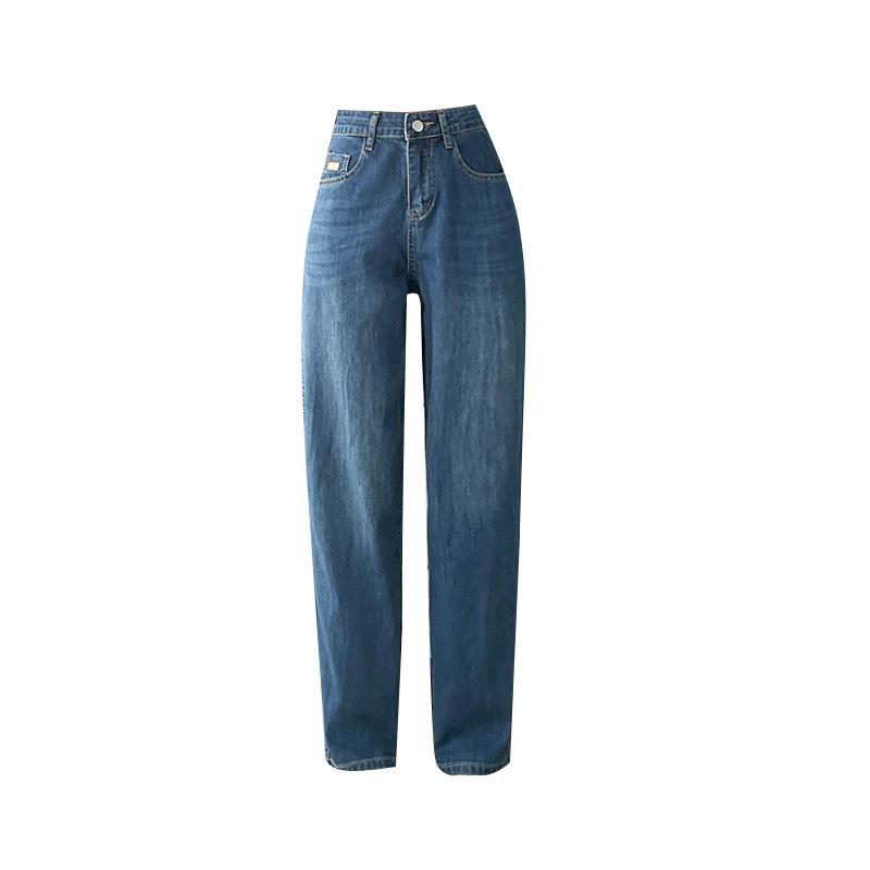 Women's Petite High-Waist Elastic Harem Jeans: Cropped, Plus-Size Carrot Pants for Spring & Autumn