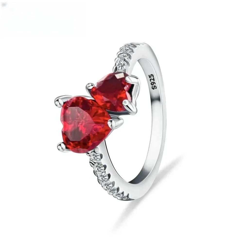 Authentic Genuine Copper Ring Design Colorful Heart Crown Bow Moon Shell Crystal For Women Valentine'S Birthday Occasion Jewelry Creation