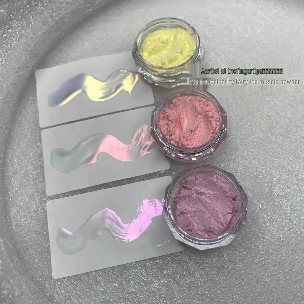 Aurora Nail Art Ice Skin Powder Highlighter Set – 9 Translucent Glitter Colors