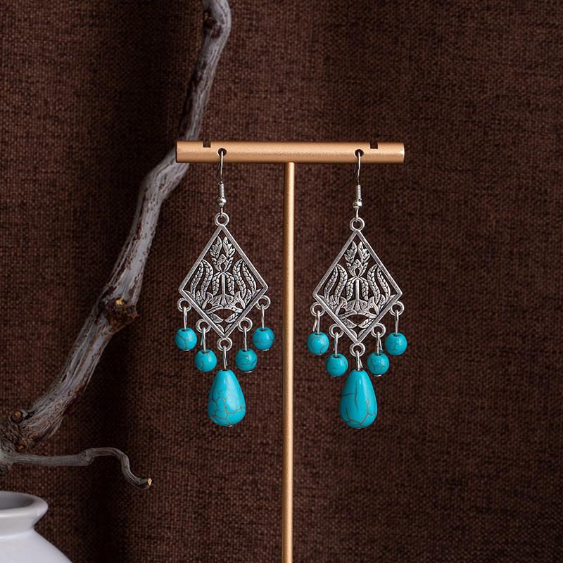 Tibetan Ethnic Bohemian Tassel Turquoise Earrings