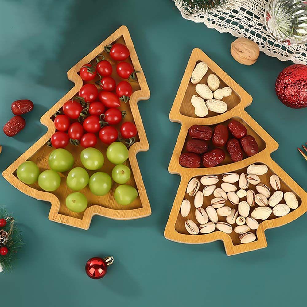 Mehrfach unterteilter Weihnachtsdekorations-Tablett Holzbaum Vorspeisenplatte Haushalt
